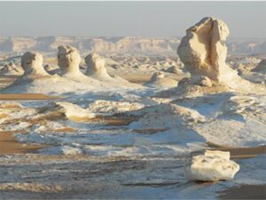 Special limestone formations in various shapes as a typical landmark of the White Desert