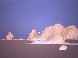 Night sky with moon in the White Desert