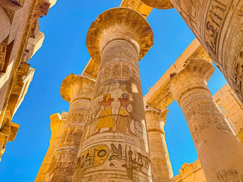 The Temple of Karnak is dedicated to the temple complex of ancient Egypt in honor of the god Amun-Ra, his wife Mut, and their son Khonsu.