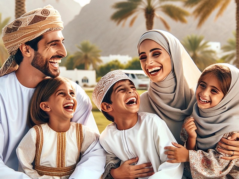 Laughing Omani family of 5.
